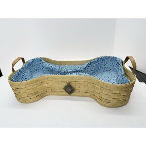 Vintage Dog Bone Maple Tree Heavy Basket with Leather Handles, Liner, & Pendant